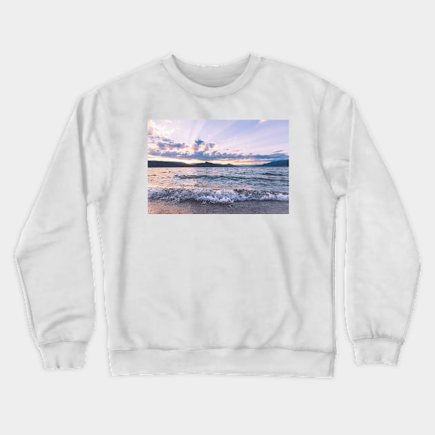 Summer Lake Sunset View Crewneck Sweatshirt by Amy-K-Mitchell